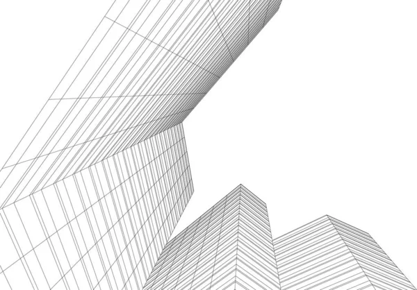 Abstracte Tekenlijnen Architectonisch Kunstconcept Minimale Geometrische Vormen — Stockvector