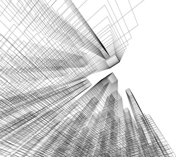Absztrakt Rajzvonalak Építészet Koncepciójában Fehér Alapon Minimális Geometriai Alakzatok — Stock Vector