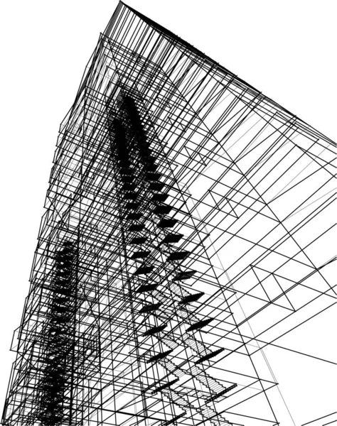 Abstract Tekenlijnen Architectonisch Kunstconcept Witte Achtergrond Minimale Geometrische Vormen — Stockvector