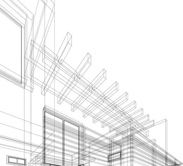 Abstracte Tekenlijnen Architectonisch Kunstconcept Minimale Geometrische Vormen — Stockvector