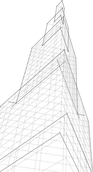 Elvont Rajzvonalak Építészeti Képzőművészetben Minimális Geometriai Formák — Stock Vector