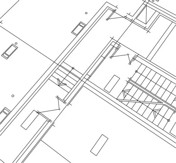 Abstracte Tekenlijnen Architectonisch Kunstconcept Minimale Geometrische Vormen — Stockvector