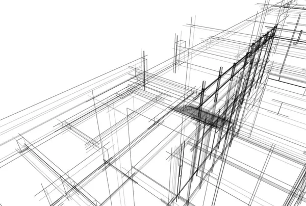 Abstrakte Zeichnungslinien Architektonischen Kunstkonzept Minimale Geometrische Formen — Stockvektor