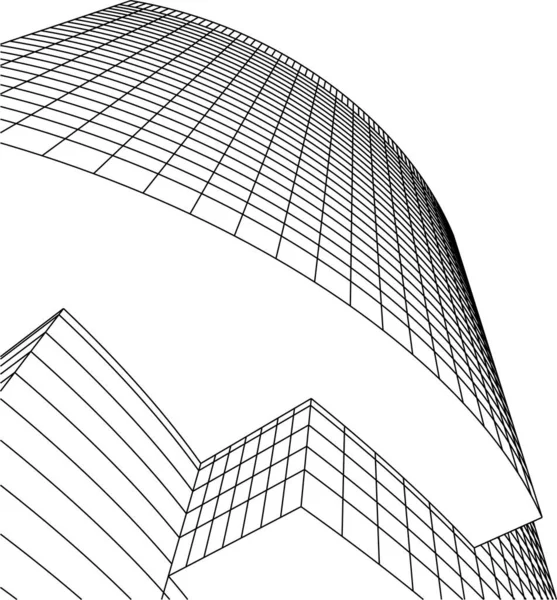 Líneas Abstractas Dibujo Concepto Arte Arquitectónico Formas Geométricas Mínimas — Archivo Imágenes Vectoriales