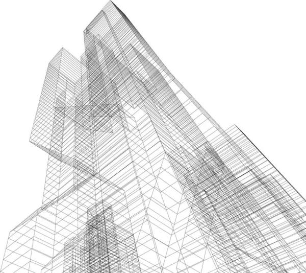 Linhas Abstratas Desenho Conceito Arte Arquitetônica Formas Geométricas Mínimas — Vetor de Stock