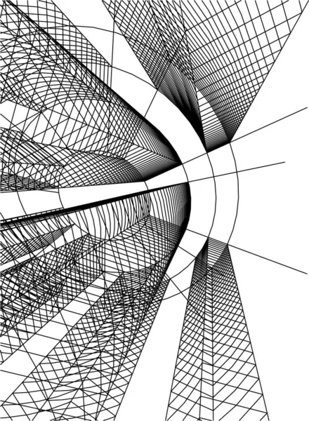 建築芸術の概念における抽象的な線や最小限の幾何学的形状 — ストックベクタ