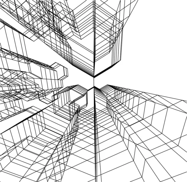 Abstrakcyjne Linie Rysunku Koncepcji Sztuki Architektonicznej Minimalne Kształty Geometryczne — Wektor stockowy