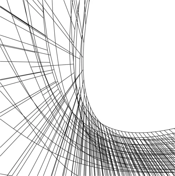 Abstrakta Teckningslinjer Arkitektonisk Konst Koncept Minimala Geometriska Former — Stock vektor