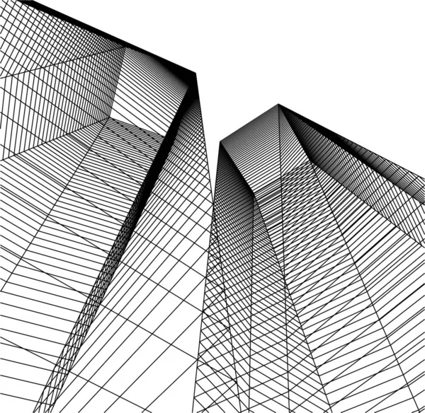 Linhas Abstratas Desenho Conceito Arte Arquitetônica Formas Geométricas Mínimas — Vetor de Stock