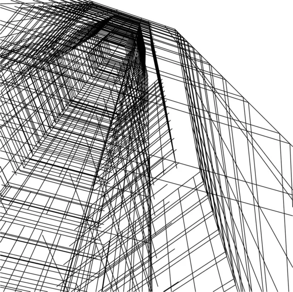 Abstrakta Teckningslinjer Arkitektonisk Konst Koncept Minimala Geometriska Former — Stock vektor