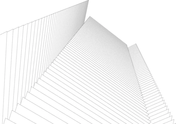 Abstracte Tekenlijnen Architectonisch Kunstconcept Minimale Geometrische Vormen — Stockvector