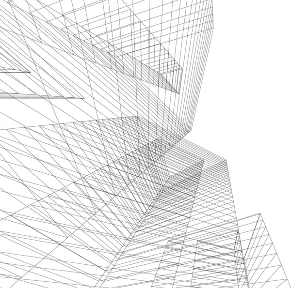 Abstrakte Zeichnungslinien Architektonischen Kunstkonzept Minimale Geometrische Formen — Stockvektor