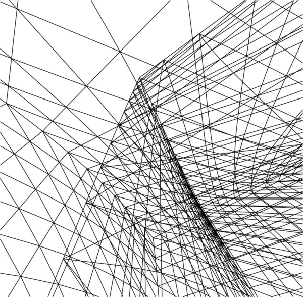 Lignes Dessin Abstraites Dans Concept Art Architectural Formes Géométriques Minimales — Image vectorielle