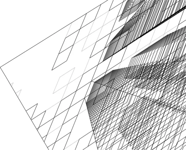 Lignes Dessin Abstraites Dans Concept Art Architectural Formes Géométriques Minimales — Image vectorielle