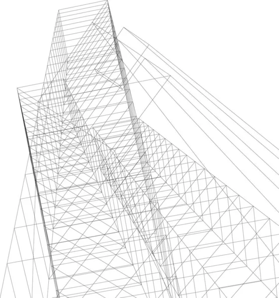 Elvont Rajzvonalak Építészeti Képzőművészetben Minimális Geometriai Formák — Stock Vector