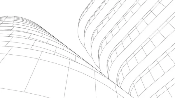 Abstrakcyjne Linie Rysunku Koncepcji Sztuki Architektonicznej Białym Tle Minimalne Kształty — Wektor stockowy