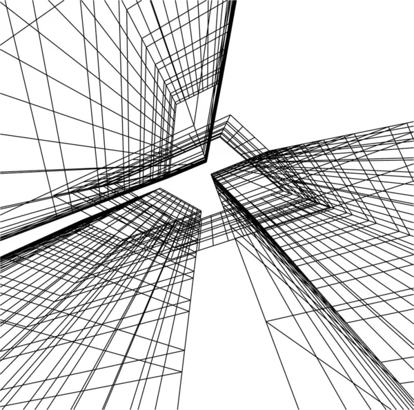 Líneas Abstractas Dibujo Concepto Arte Arquitectónico Formas Geométricas Mínimas — Vector de stock