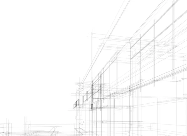 Líneas Abstractas Dibujo Concepto Arte Arquitectónico Formas Geométricas Mínimas — Archivo Imágenes Vectoriales