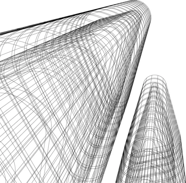 Linhas Desenho Abstratas Conceito Arte Arquitetônica Fundo Branco Formas Geométricas — Vetor de Stock