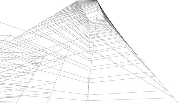 Líneas Abstractas Dibujo Concepto Arte Arquitectónico Formas Geométricas Mínimas — Vector de stock