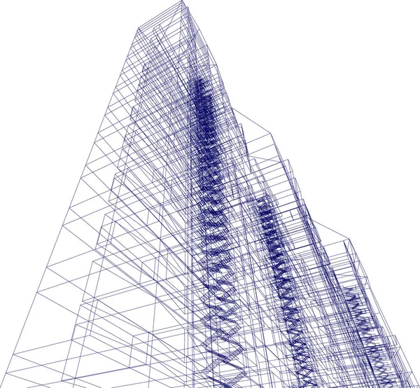 Linhas Desenho Abstratas Conceito Arte Arquitetônica Fundo Branco Formas Geométricas — Vetor de Stock