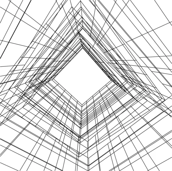 Lignes Dessin Abstraites Dans Concept Art Architectural Formes Géométriques Minimales — Image vectorielle