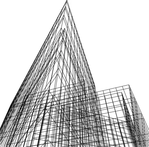 Абстрактні Лінії Малювання Концепції Архітектурного Мистецтва Мінімальні Геометричні Форми — стоковий вектор