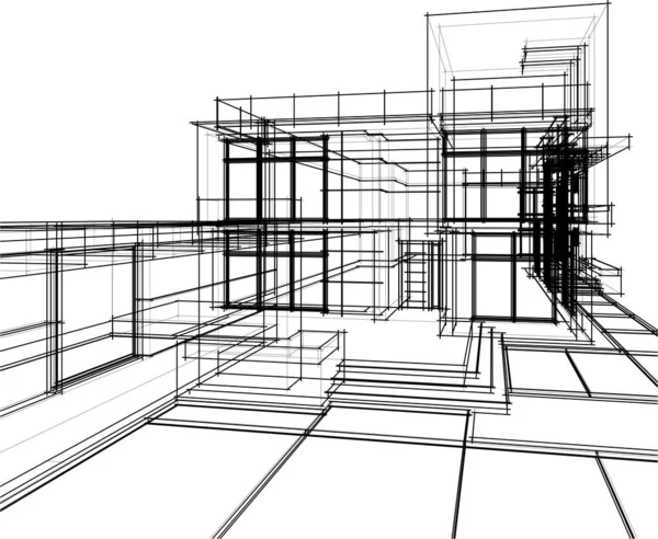 Abstrakte Zeichnungslinien Architektonischen Kunstkonzept Minimale Geometrische Formen — Stockvektor