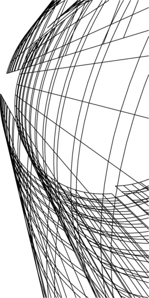 Elvont Rajzvonalak Építészeti Képzőművészetben Minimális Geometriai Formák — Stock Vector