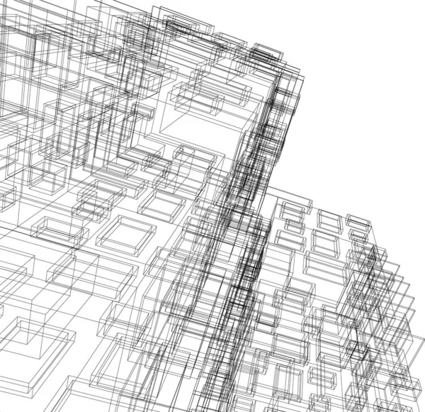 Líneas Abstractas Dibujo Concepto Arte Arquitectónico Formas Geométricas Mínimas — Vector de stock