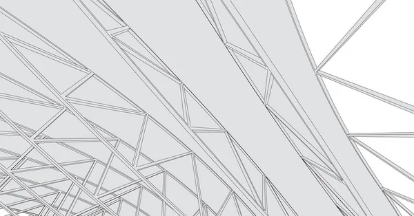 Lignes Dessin Abstraites Dans Concept Art Architectural Sur Fond Blanc — Image vectorielle