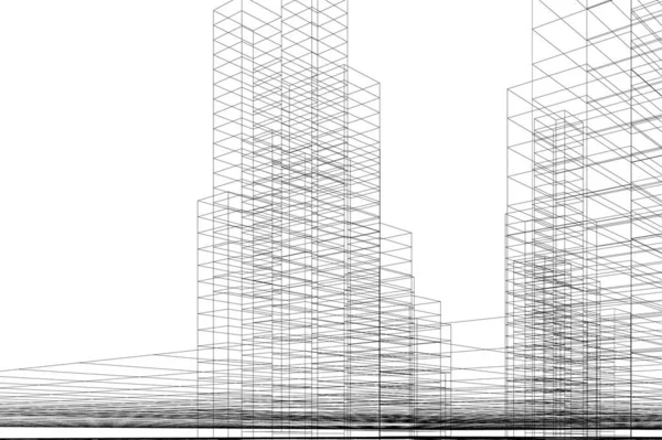 Lignes Dessin Abstraites Dans Concept Art Architectural Formes Géométriques Minimales — Image vectorielle