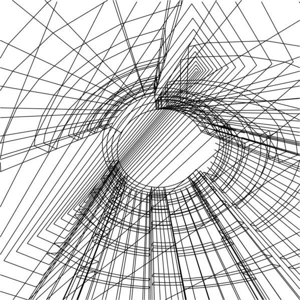 Abstrakcyjne Linie Rysunku Koncepcji Sztuki Architektonicznej Minimalne Kształty Geometryczne — Wektor stockowy