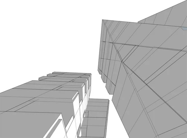 Abstrakte Zeichnungslinien Architektonischen Kunstkonzept Minimale Geometrische Formen — Stockvektor