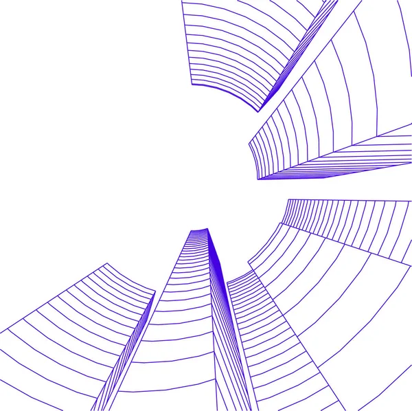 Líneas Abstractas Dibujo Concepto Arte Arquitectónico Formas Geométricas Mínimas — Vector de stock