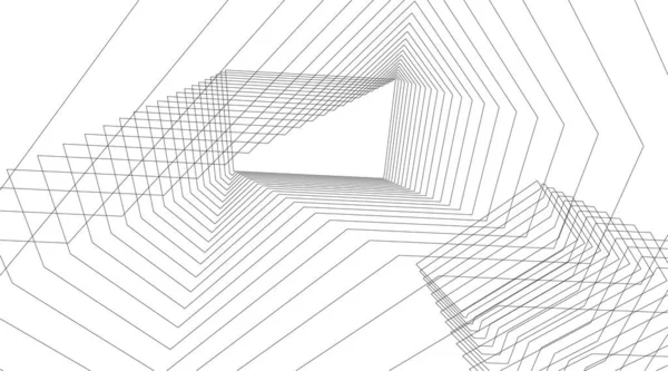 Lignes Dessin Abstraites Dans Concept Art Architectural Formes Géométriques Minimales — Image vectorielle