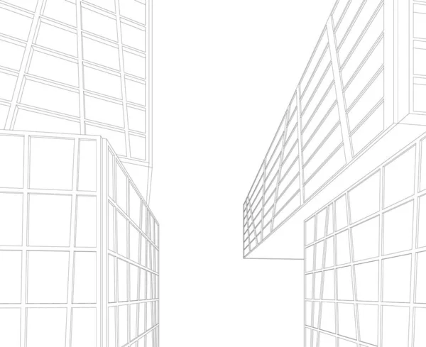 Abstracte Tekenlijnen Architectonisch Kunstconcept Minimale Geometrische Vormen — Stockvector