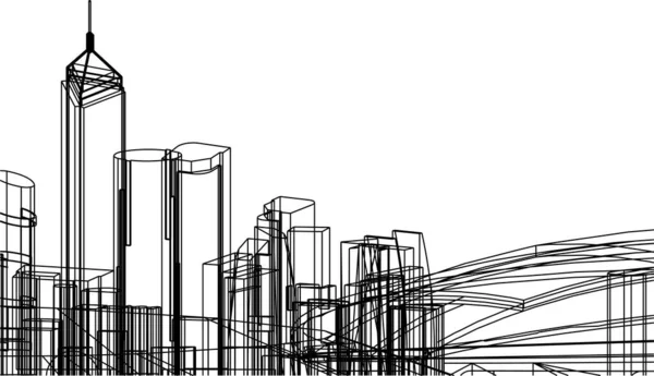 Abstracte Tekenlijnen Architectonisch Kunstconcept Minimale Geometrische Vormen — Stockvector