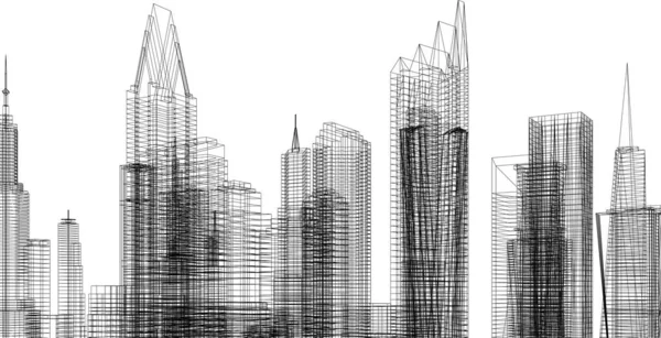 Linhas Desenho Abstratas Conceito Arte Arquitetônica Fundo Branco Formas Geométricas —  Vetores de Stock