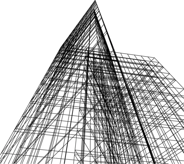 Lignes Dessin Abstraites Dans Concept Art Architectural Formes Géométriques Minimales — Image vectorielle