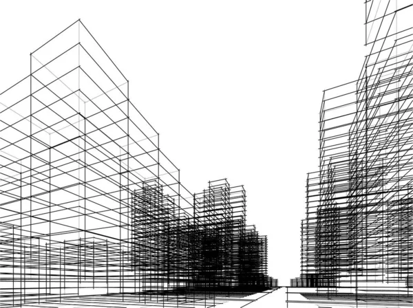 Lignes Dessin Abstraites Dans Concept Art Architectural Formes Géométriques Minimales — Image vectorielle