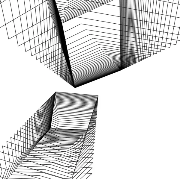 Lignes Dessin Abstraites Dans Concept Art Architectural Formes Géométriques Minimales — Image vectorielle