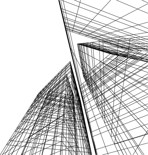 Abstrakta Teckningslinjer Arkitektonisk Konst Koncept Minimala Geometriska Former — Stock vektor