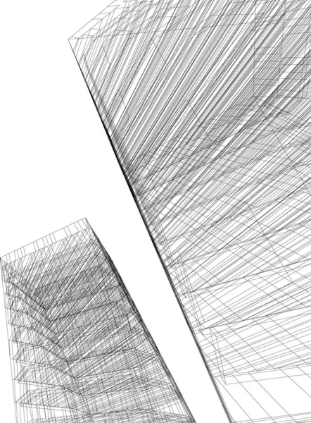 Abstracte Tekenlijnen Architectonisch Kunstconcept Minimale Geometrische Vormen — Stockvector