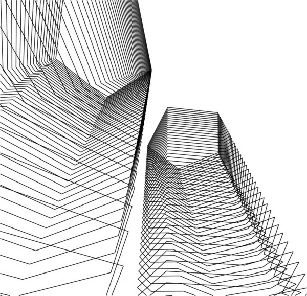 Lignes Dessin Abstraites Dans Concept Art Architectural Formes Géométriques Minimales — Image vectorielle