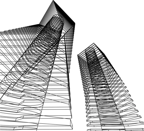 Abstrakte Zeichnungslinien Architektonischen Kunstkonzept Minimale Geometrische Formen — Stockvektor