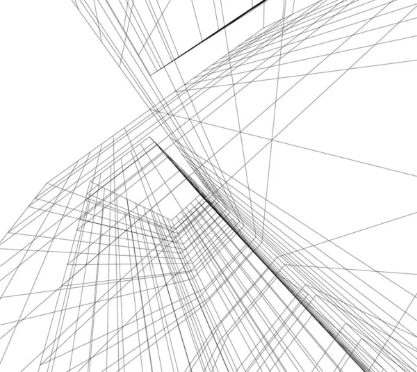 Linee Disegno Astratte Nel Concetto Arte Architettonica Sfondo Bianco Forme — Vettoriale Stock