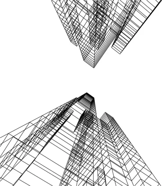 Abstrakcyjne Linie Rysunku Koncepcji Sztuki Architektonicznej Minimalne Kształty Geometryczne — Wektor stockowy