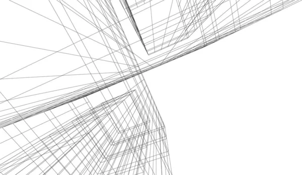 Lignes Dessin Abstraites Dans Concept Art Architectural Formes Géométriques Minimales — Image vectorielle