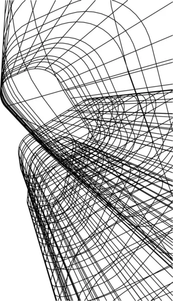 Líneas Abstractas Dibujo Concepto Arte Arquitectónico Formas Geométricas Mínimas — Archivo Imágenes Vectoriales